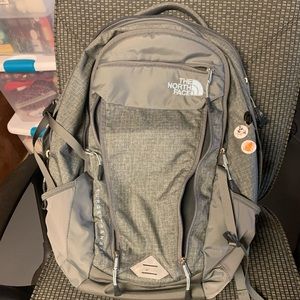 Gray North Face backpack